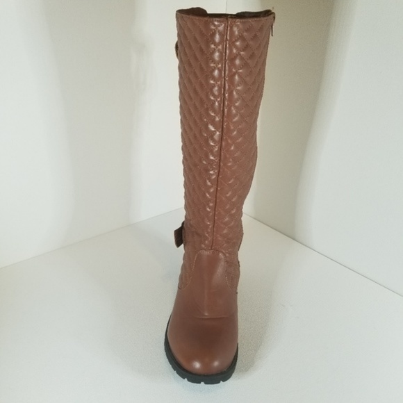 CA Collection Shoes - Tan Knee High Quilted Boots